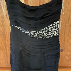 Sexy pleated silk strapless mini dress with accent beading - SZ XS